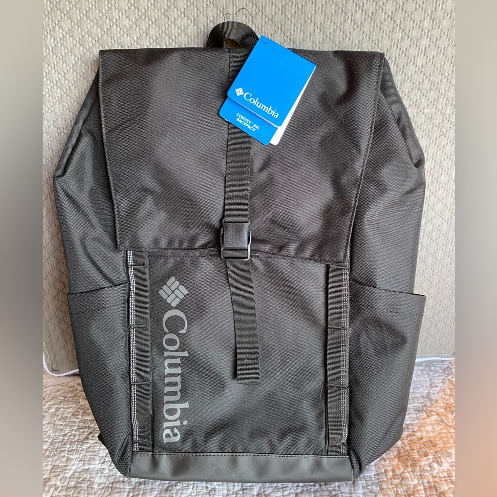 Columbia Black Backpack Water-Resistant Minimalist Design, 15”w x 6”d x 18” h